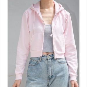 Brandy Melville Pink Cropped Hoodie